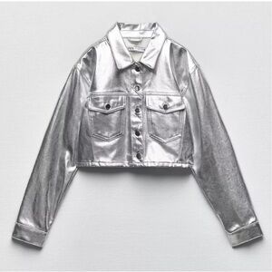 ZARA WOMEN’S METALLIC CROP JACKET